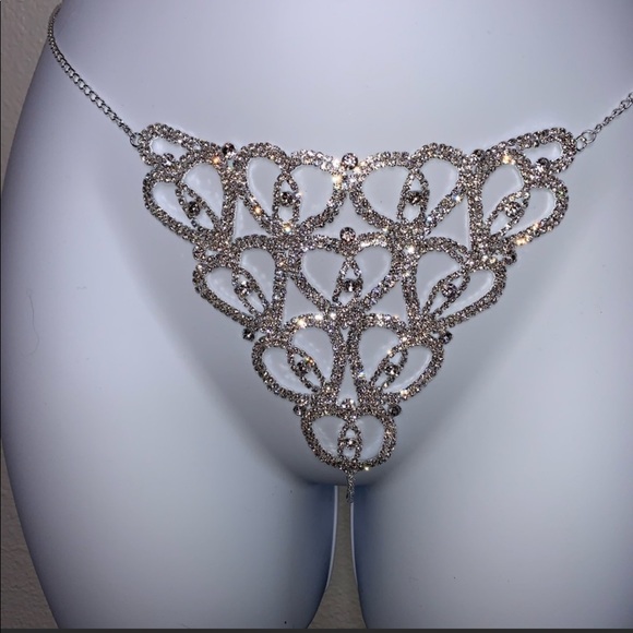 ✨ Crystal Goddess Silver Rhinestone Thong Panty - Picture 5 of 8